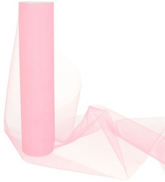 Tulle fabric pink table roll 25m x 30cm
