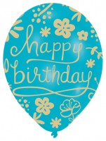 Vista previa: Mezcla de 6 globos florales de feliz cumpleaños