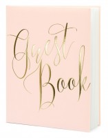 Anteprima: Libro degli ospiti rosa con scritta dorata