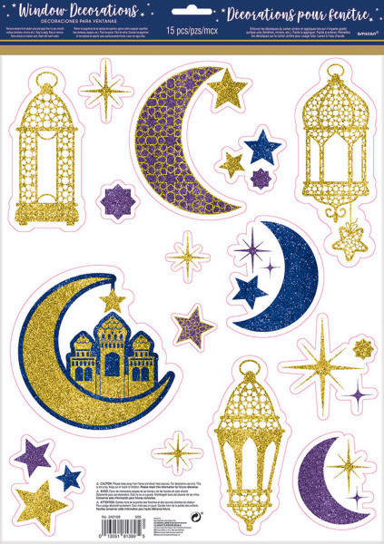 Raamdecoratie Ramadan Glitter 15 Delen
