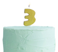 Aperçu: Bougie gâteau Golden Mix & Match numéro 3 6cm
