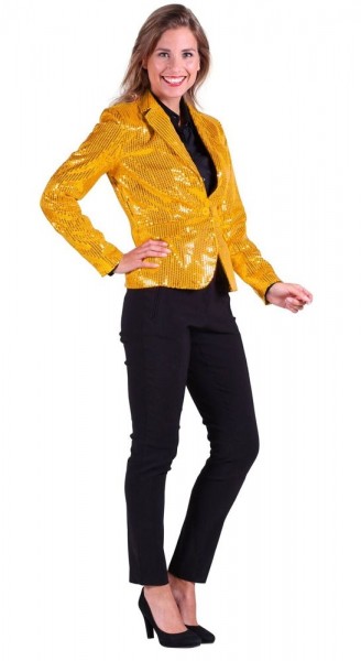 Golden glitter sequin blazer for women