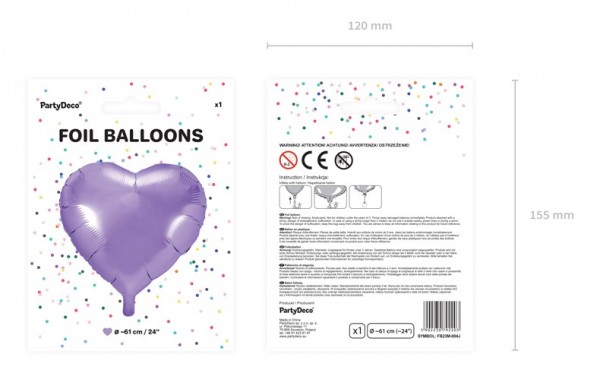 Herzilein foil balloon lavender 61cm 3