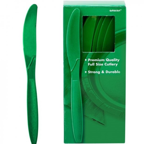 100 plastikowych noży w kolorze zielonym