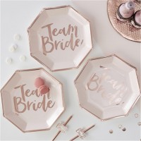 Preview: 8 Team Bride red gold paper plates 25 x 25cm