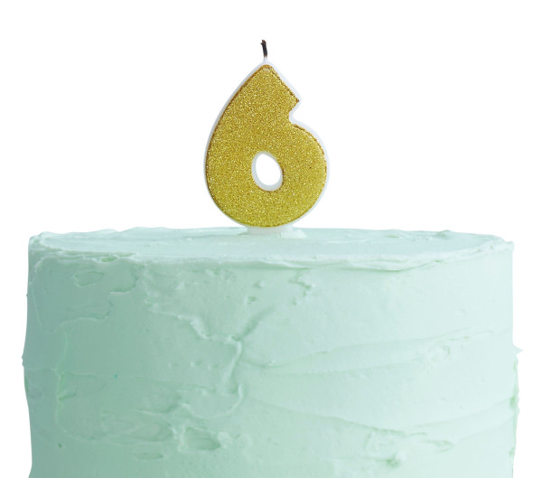 Golden Mix & Match number 6 cake candle 6cm
