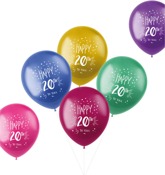 6 Happy 20th Birthday to you balloons 33cm