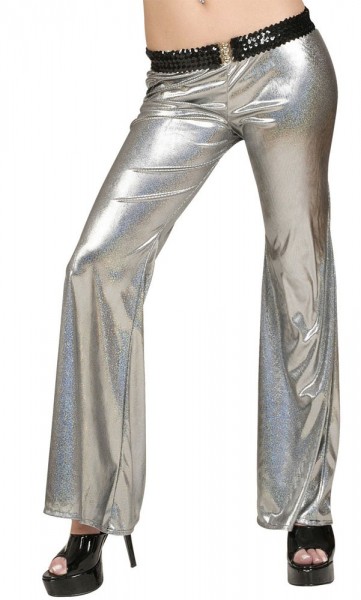 Skintight Glitter Flares In Silver 2