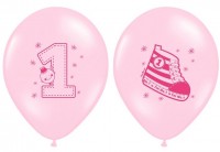 6 Lovely 1st Birthday Luftballons 30cm