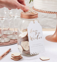 Guest book glass with wooden hearts