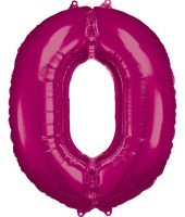 Różowy balon foliowy numer 0 86 cm