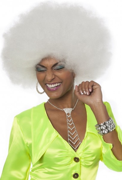 Weiße Jane Disco Glamour Afro Perücke