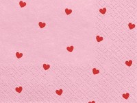 Voorvertoning: 20 roze hartjes servetten 33cm