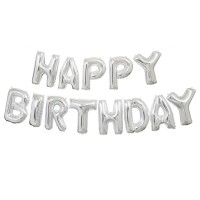 Tillykke med fødselsdagen folie ballon krans sølv fejring