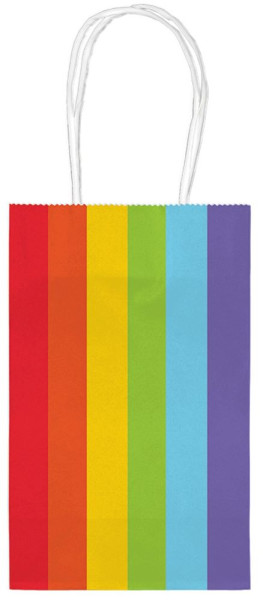 10 sacchetti regalo arcobaleno con manici 21 cm