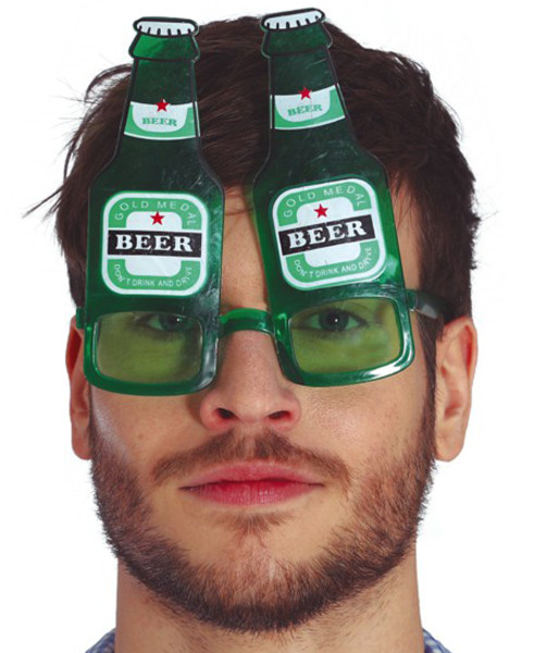 Beer bottle glasses in green