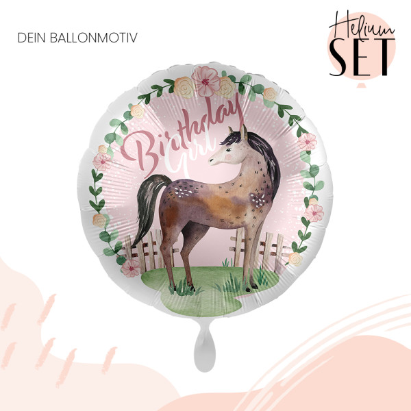 Charming Horse Birthday Ballonbouquet-Set mit Heliumbehälter