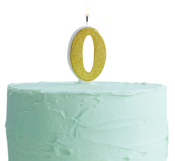 Golden Mix & Match number 0 cake candle 6cm
