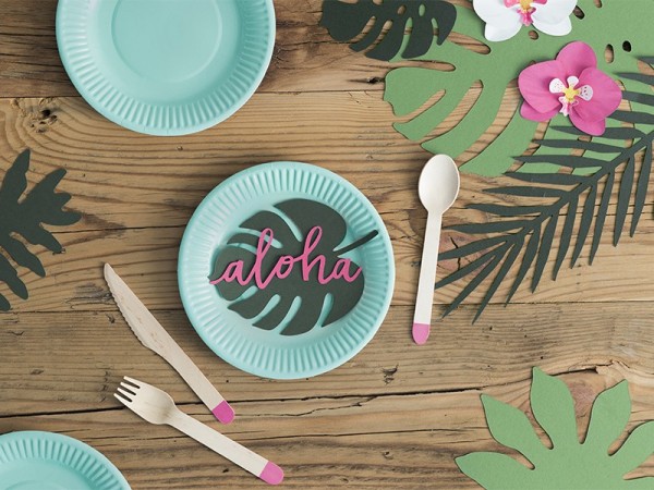 6 tropical turquoise paper plates 18cm 2
