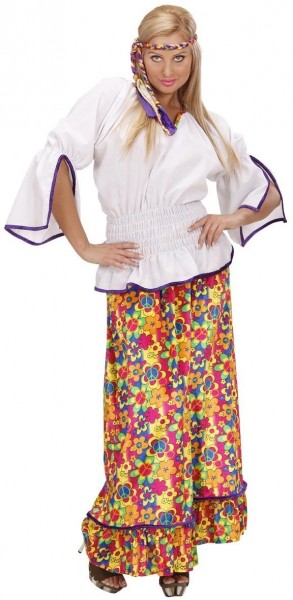 Blomstrende hippiekostume med nederdel 2