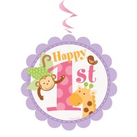 Preview: Pink Safari Party Swirl Hanging Decoration