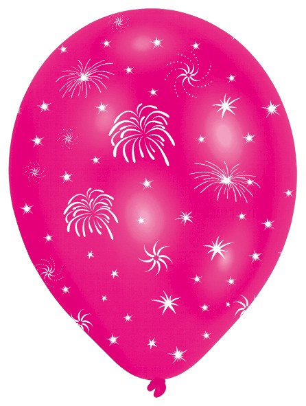 6 Silvester Feuerwerk Luftballons Bunt 27,5 cm 5