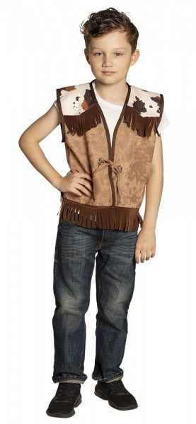 Cow stain fringed vest for kids 3