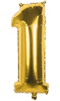 Folieballong nummer 1 guld metallisk 86cm