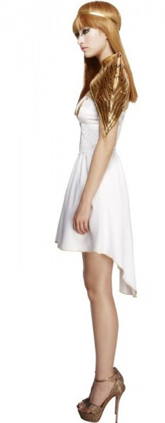 Glamorös ängel vit och guld damklänning 3