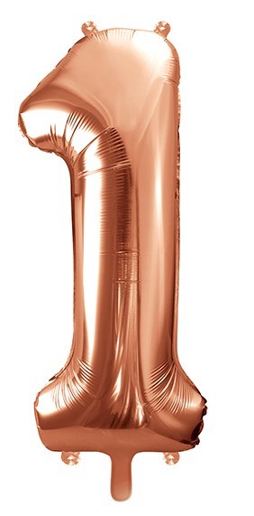 Metallic Zahlenballon 1 roségold 86cm