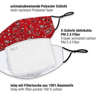 Voorvertoning: Rood bandana mondneusmasker voor volwassenen