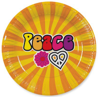 8 papperstallrikar Hippie Peace 23cm