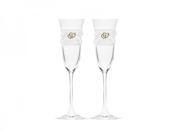 2 Champagner-Gläser mit Herzverzierung 160ml