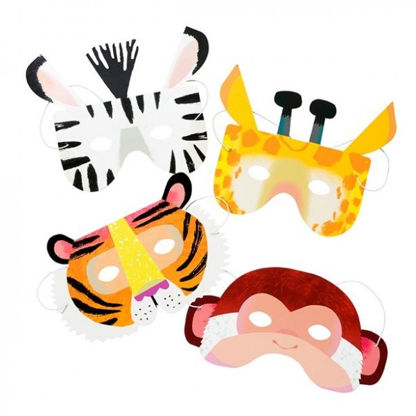 8 papieren maskers voor verjaardagsdieren