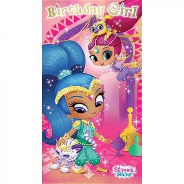 Shimmer and Shine Birthday Girl-kort med klistermärken 21,5 x 11 cm