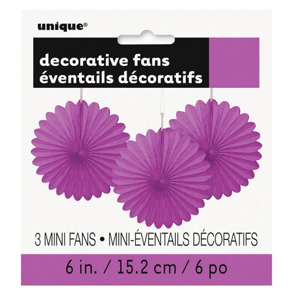 Decorative fan flower purple 15cm set of 3