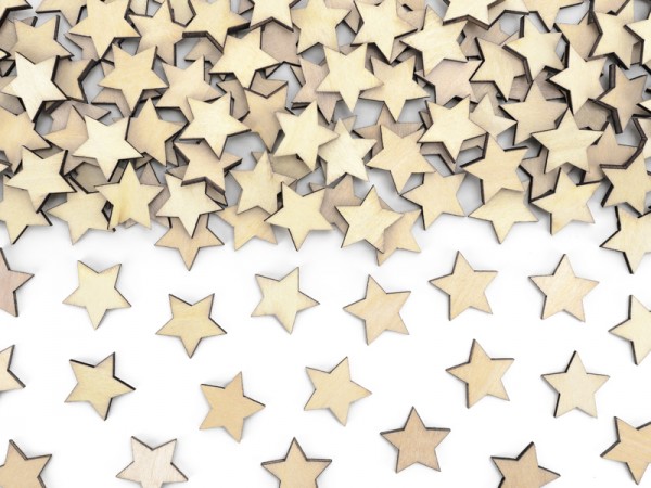 50 stelle decorative in legno 2 x 2 cm