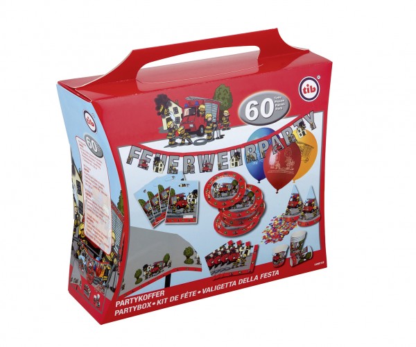 Fire brigade alarm children's birthday set 60 pieces