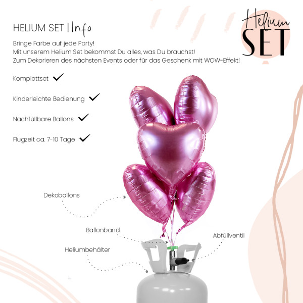 Cotton Candy mattes Herz Ballonbouquet-Set mit Heliumbehälter 2