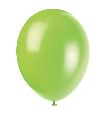 Set of 10 latex balloons lime green 30cm