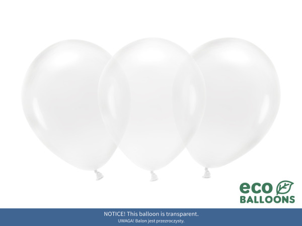 100 eko kryształowych balonów przezroczystych 26cm