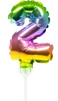 Vorschau: Regenbogen Tortendeko Ballon Zahl 2