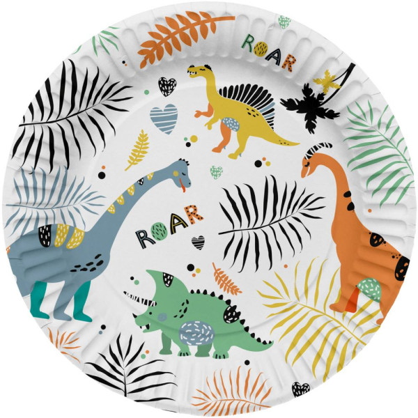 8 Little Dino paper plates 23cm