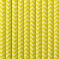 Aperçu: 10 pailles en papier zigzag jaune 19,5 cm