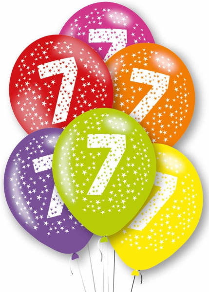 6 farverige nummer 7 latex balloner
