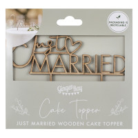 Vista previa: Decoración para tarta de recién casados de madera.