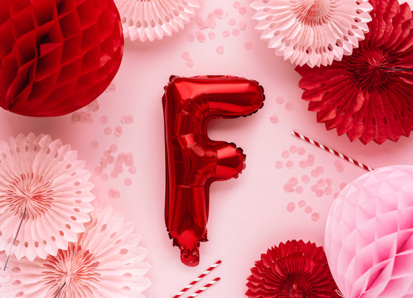 Czerwony balon z literą F 35 cm