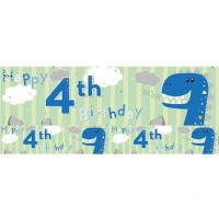4e verjaardag banner Happy Dinos 2,6m