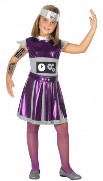 Alina purple robot costume for children