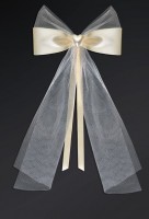 Preview: Satin bows with tulle and pearl heart 2 pcs